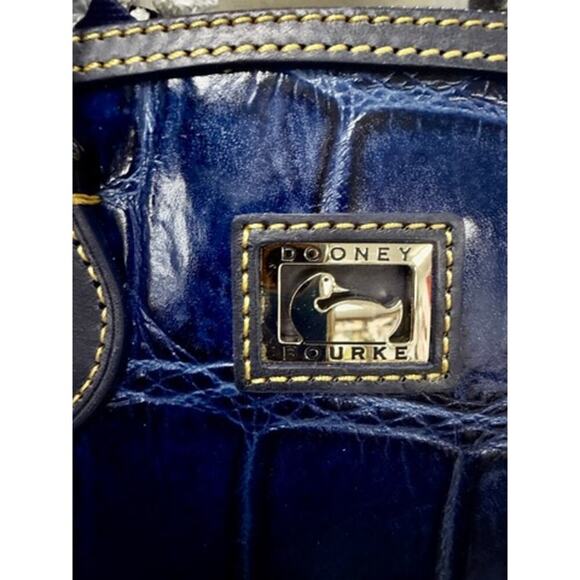Dooney & Bourke Croco Embossed Pocket Satchel Blue NWT
